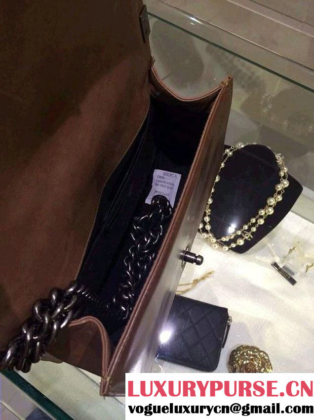Chanel Medium Boy Flap Shoulder Bag Leather A67086 Brown