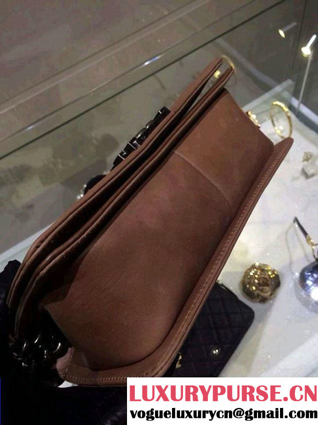 Chanel Medium Boy Flap Shoulder Bag Leather A67086 Brown