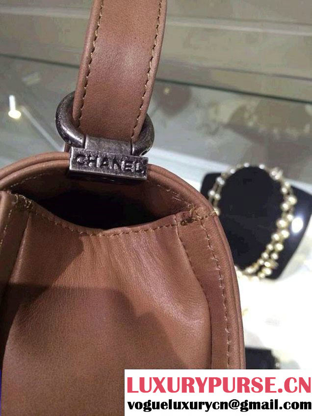 Chanel Medium Boy Flap Shoulder Bag Leather A67086 Brown
