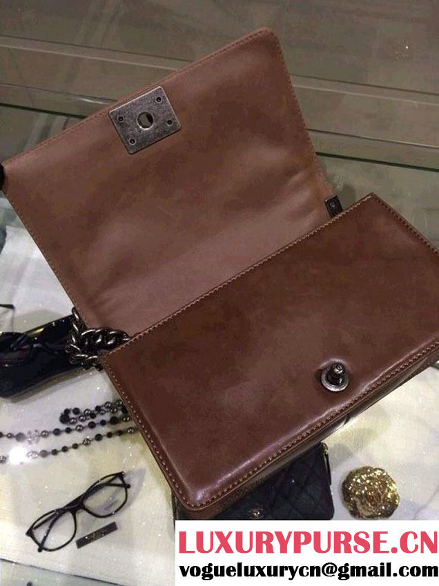 Chanel Medium Boy Flap Shoulder Bag Leather A67086 Brown
