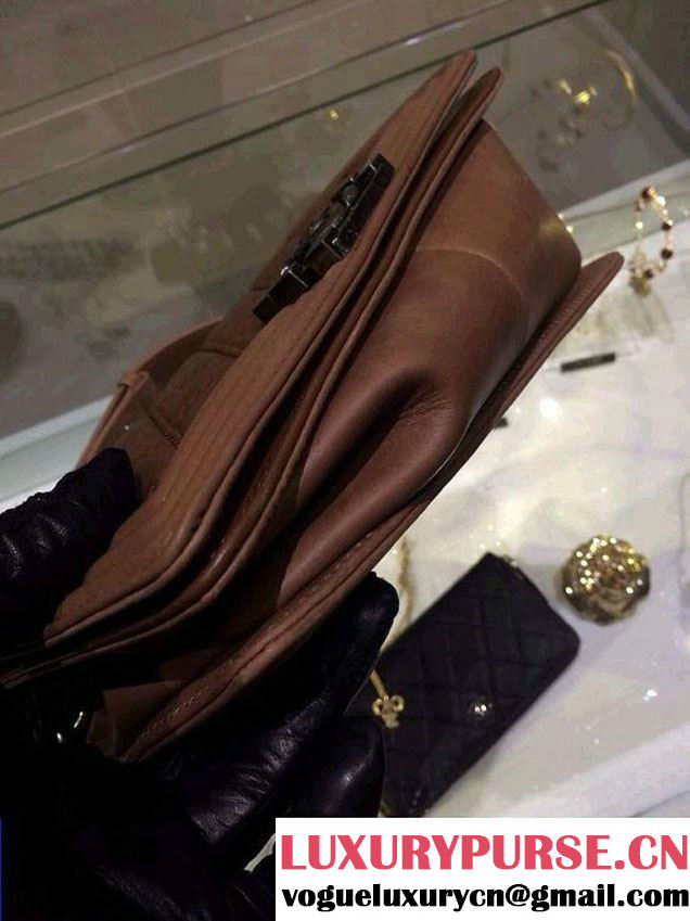 Chanel Medium Boy Flap Shoulder Bag Leather A67086 Brown