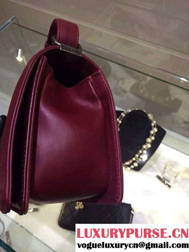 Chanel Medium Boy Flap Shoulder Bag Leather A67086 Burgundy