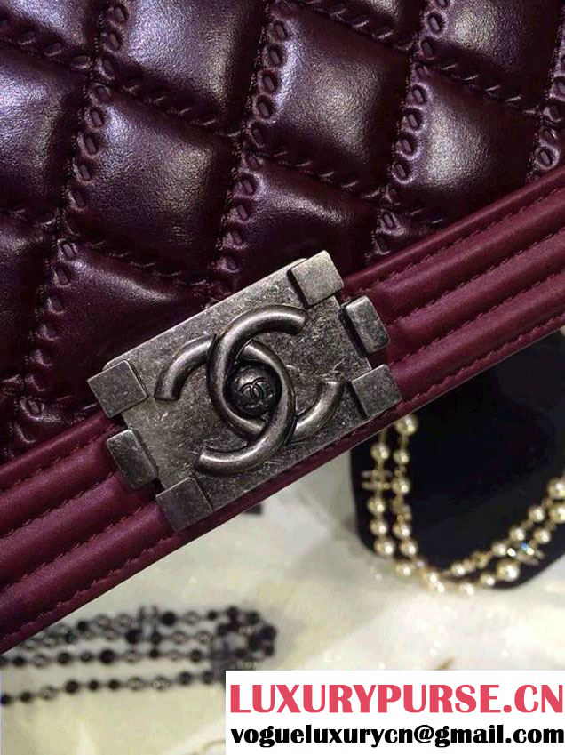 Chanel Medium Boy Flap Shoulder Bag Leather A67086 Burgundy