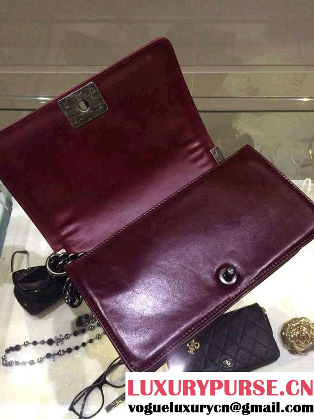 Chanel Medium Boy Flap Shoulder Bag Leather A67086 Burgundy
