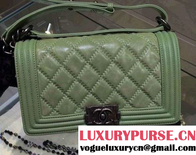 Chanel Medium Boy Flap Shoulder Bag Leather A67086 Green