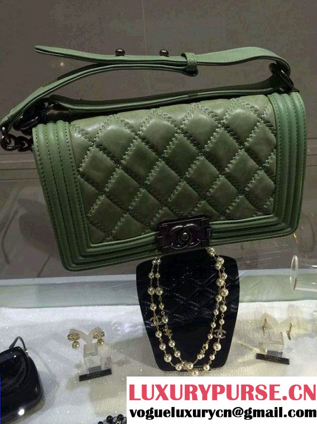 Chanel Medium Boy Flap Shoulder Bag Leather A67086 Green