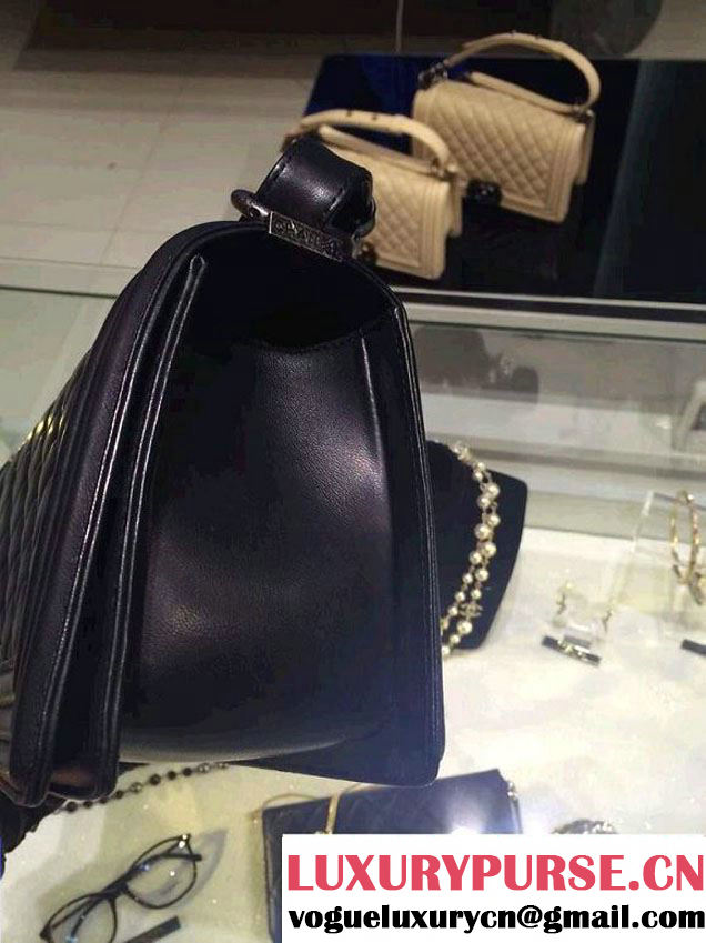 Chanel Medium Boy Flap Shoulder Bag A67086 in Lambskin Leather Black