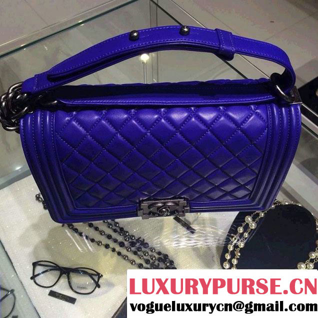 Chanel Medium Boy Flap Shoulder Bag A67086 in Lambskin Leather Blue