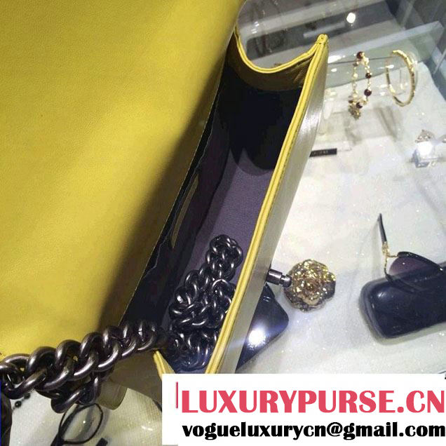 Chanel Medium Boy Flap Shoulder Bag A67086 in Lambskin Leather Yellow