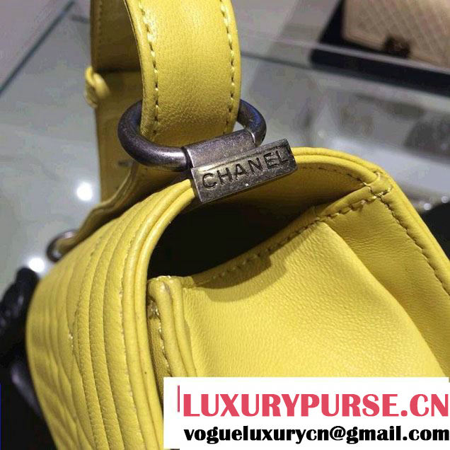 Chanel Medium Boy Flap Shoulder Bag A67086 in Lambskin Leather Yellow