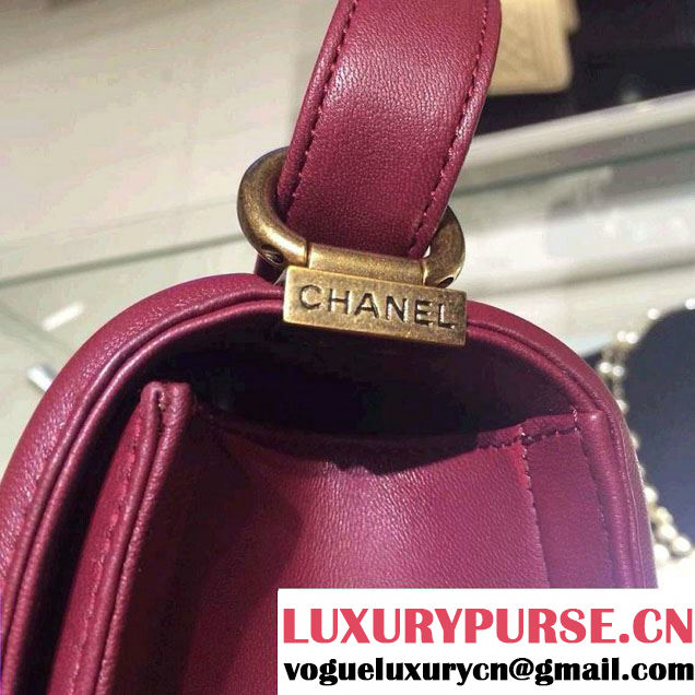 Chanel Medium Boy Flap Shoulder Bag A67086 in Lambskin Leather Burgundy