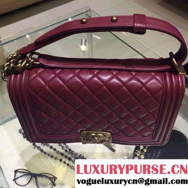 Chanel Medium Boy Flap Shoulder Bag A67086 in Lambskin Leather Burgundy