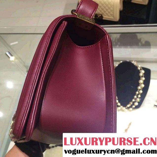 Chanel Medium Boy Flap Shoulder Bag A67086 in Lambskin Leather Burgundy