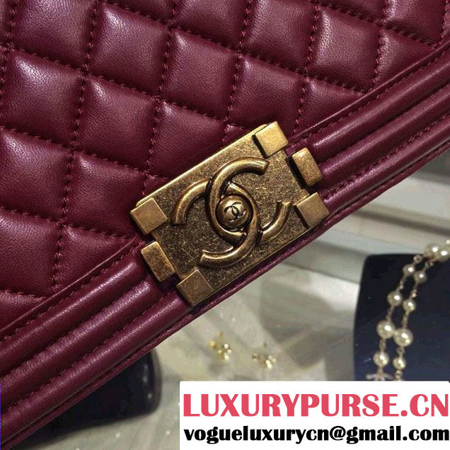 Chanel Medium Boy Flap Shoulder Bag A67086 in Lambskin Leather Burgundy