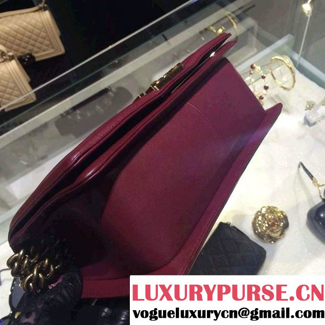Chanel Medium Boy Flap Shoulder Bag A67086 in Lambskin Leather Burgundy