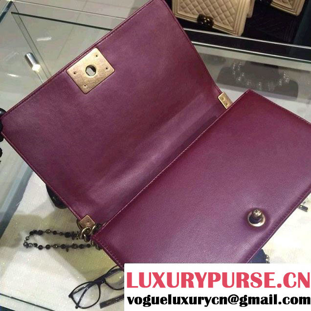Chanel Medium Boy Flap Shoulder Bag A67086 in Lambskin Leather Burgundy