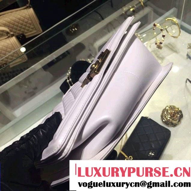 Chanel Medium Boy Flap Shoulder Bag A67086 in Lambskin Leather White