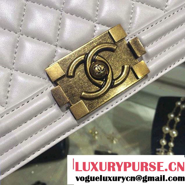 Chanel Medium Boy Flap Shoulder Bag A67086 in Lambskin Leather White