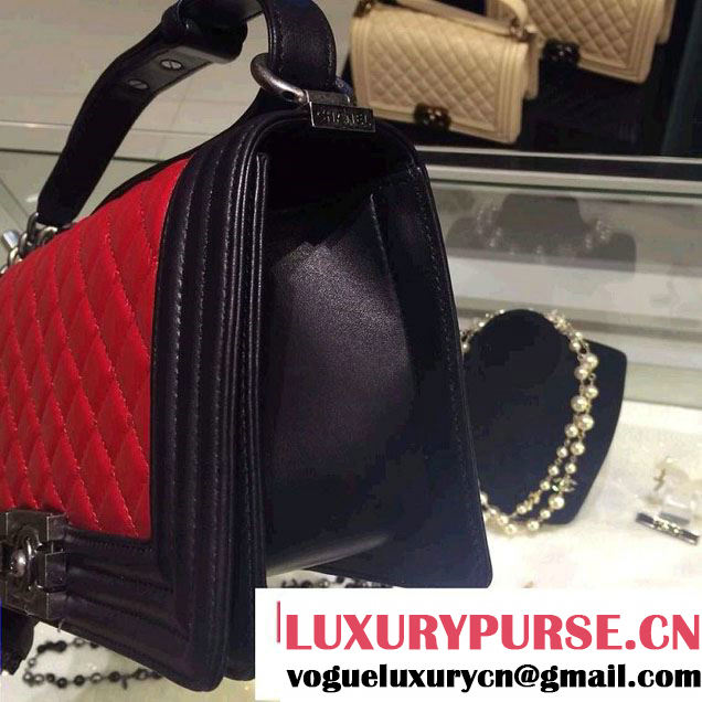 Chanel Medium Boy Flap Shoulder Bag A67086 in Lambskin Leather Red/Black