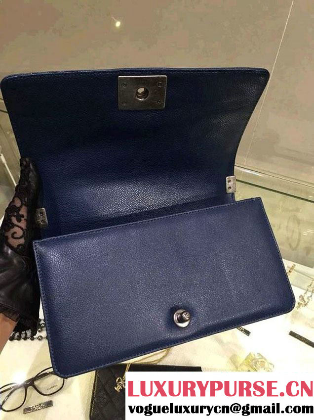 Chanel Medium Boy Flap Shoulder Bag A67086 in Caviar Leather Royal Blue with Silver Hardware