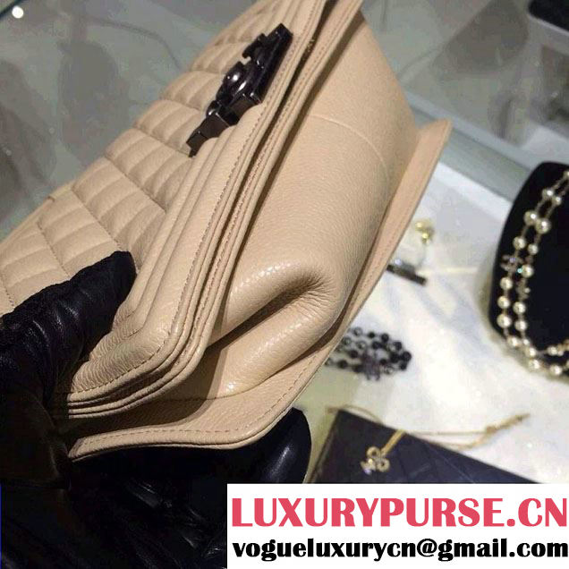 Chanel Medium Boy Flap Shoulder Bag A67086 in Caviar Leather Beige with Silver Hardware
