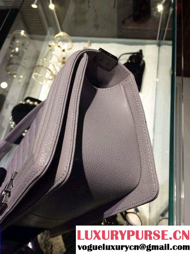 Chanel Medium Boy Flap Shoulder Bag A67086 in Caviar Leather Gray with Silver Hardware