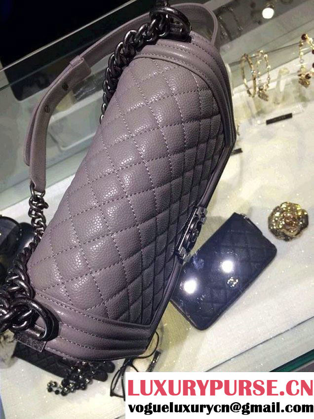 Chanel Medium Boy Flap Shoulder Bag A67086 in Caviar Leather Gray with Silver Hardware