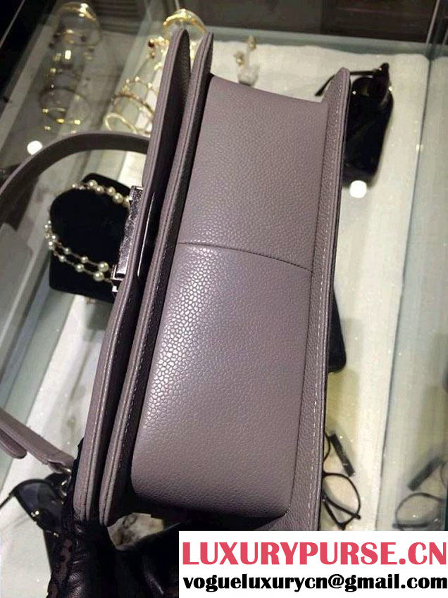 Chanel Medium Boy Flap Shoulder Bag A67086 in Caviar Leather Gray with Silver Hardware