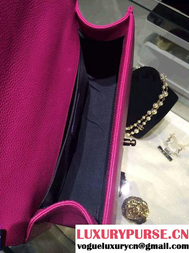 Chanel Medium Boy Flap Shoulder Bag A67086 in Caviar Leather Fushia with Golden Hardware