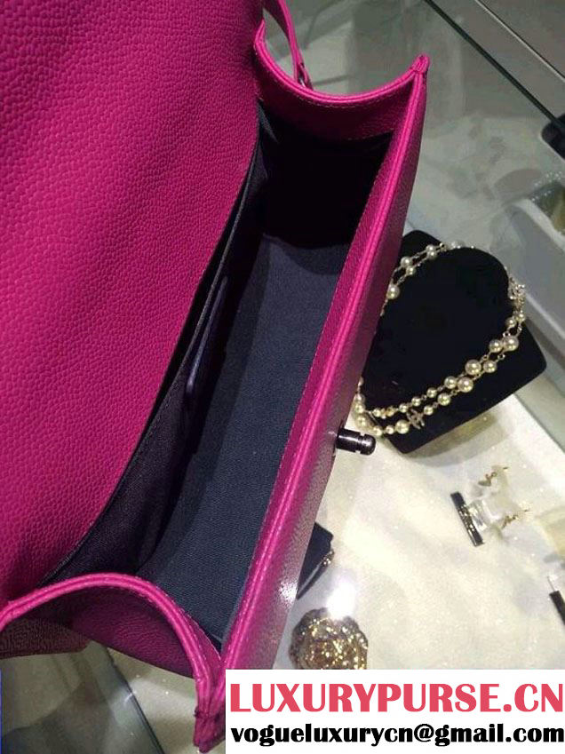 Chanel Medium Boy Flap Shoulder Bag A67086 in Caviar Leather Fushia with SIlver Hardware