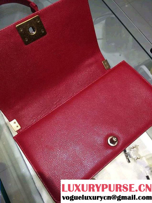 Chanel Medium Boy Flap Shoulder Bag A67086 in Caviar Leather Red with Golden Hardware