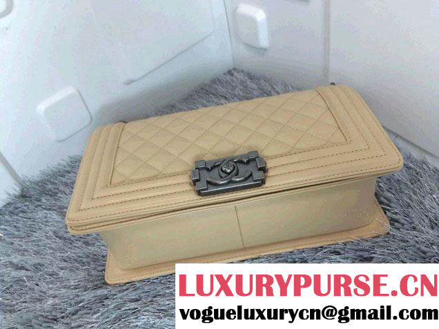 Chanel Medium Boy Flap Shoulder Bag A67086 in Lambskin Leather New Color Apricot