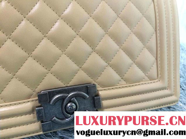 Chanel Medium Boy Flap Shoulder Bag A67086 in Lambskin Leather New Color Apricot