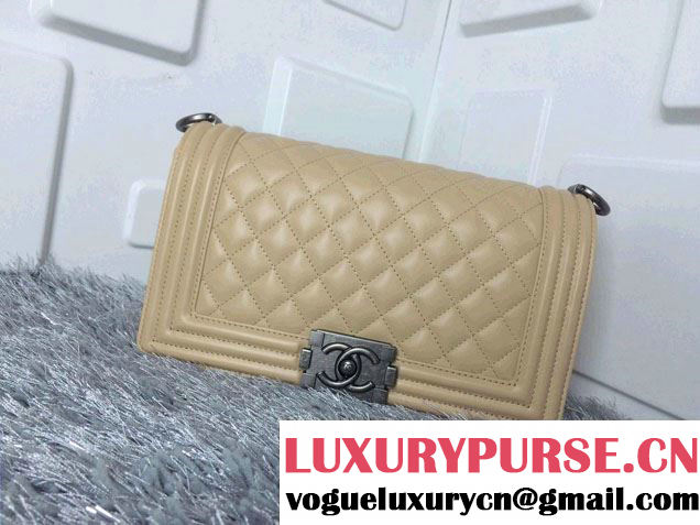 Chanel Medium Boy Flap Shoulder Bag A67086 in Lambskin Leather New Color Apricot