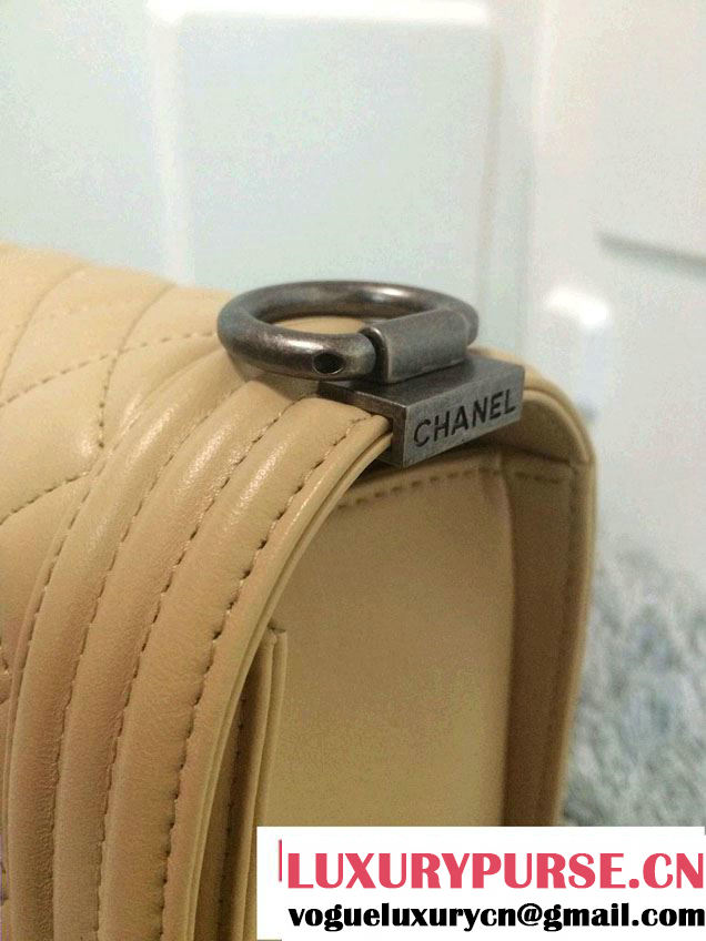 Chanel Medium Boy Flap Shoulder Bag A67086 in Lambskin Leather New Color Apricot