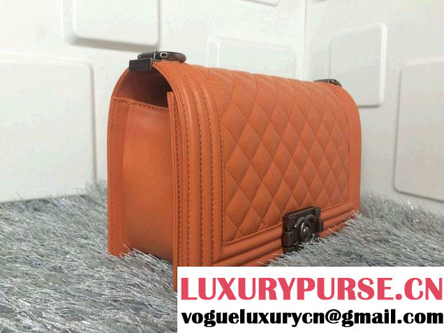 Chanel Medium Boy Flap Shoulder Bag A67086 in Lambskin Leather New Color Orange
