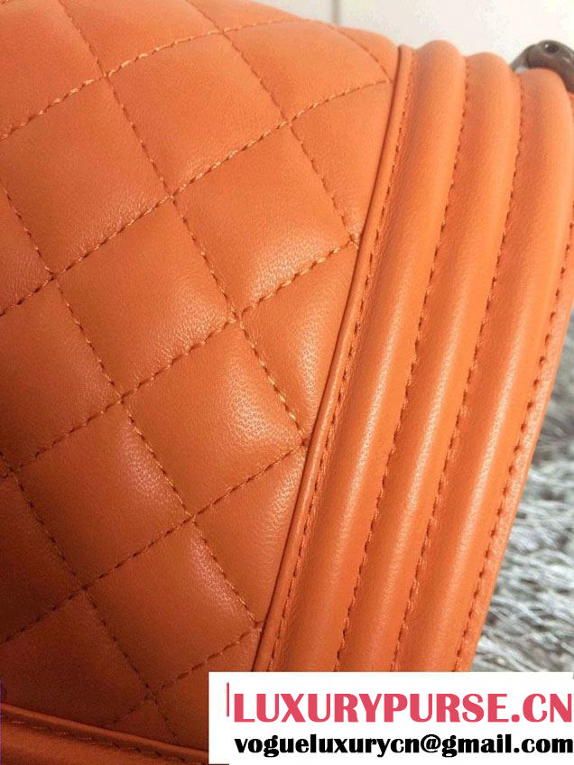 Chanel Medium Boy Flap Shoulder Bag A67086 in Lambskin Leather New Color Orange