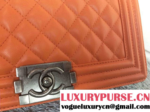 Chanel Medium Boy Flap Shoulder Bag A67086 in Lambskin Leather New Color Orange