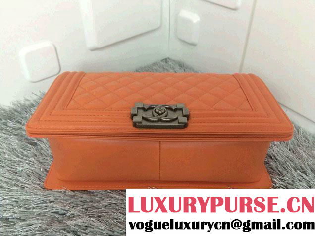 Chanel Medium Boy Flap Shoulder Bag A67086 in Lambskin Leather New Color Orange