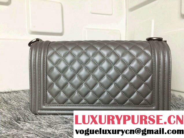 Chanel Medium Boy Flap Shoulder Bag A67086 in Lambskin Leather New Color Gray