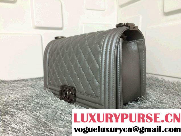 Chanel Medium Boy Flap Shoulder Bag A67086 in Lambskin Leather New Color Gray