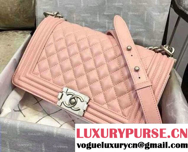 Chanel Iridescent Calfskin Boy Flap Bag A67086 Pink 2015