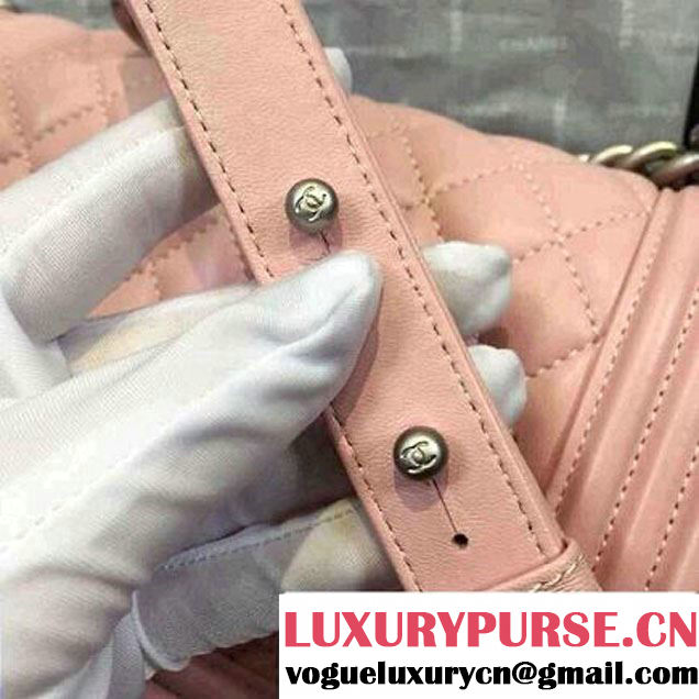 Chanel Iridescent Calfskin Boy Flap Bag A67086 Pink 2015
