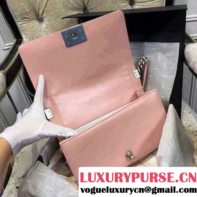 Chanel Iridescent Calfskin Boy Flap Bag A67086 Pink 2015