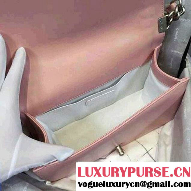 Chanel Iridescent Calfskin Boy Flap Bag A67086 Pink 2015