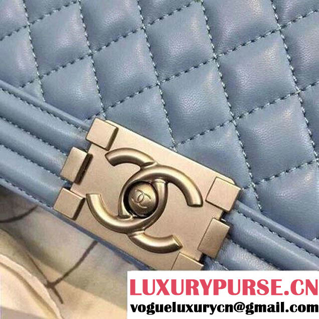 Chanel Iridescent Calfskin Boy Flap Bag A67086 Blue 2015