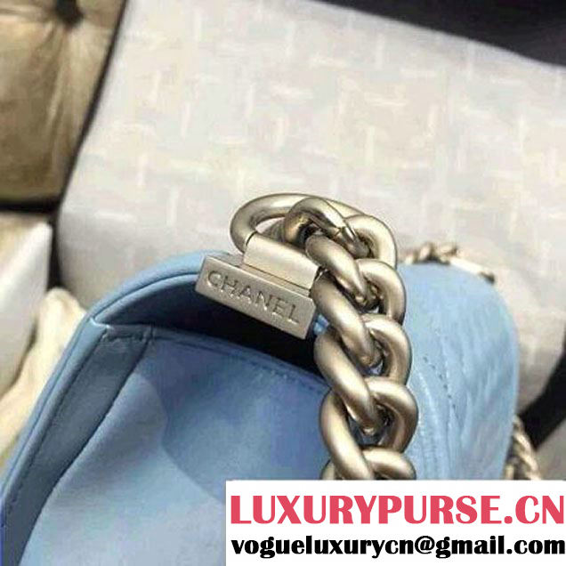 Chanel Iridescent Calfskin Boy Flap Bag A67086 Blue 2015