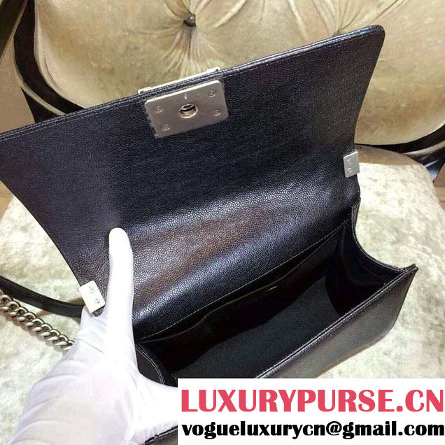Chanel Caviar Calfskin Boy Flap Bag Black With Silver Hardware 2015