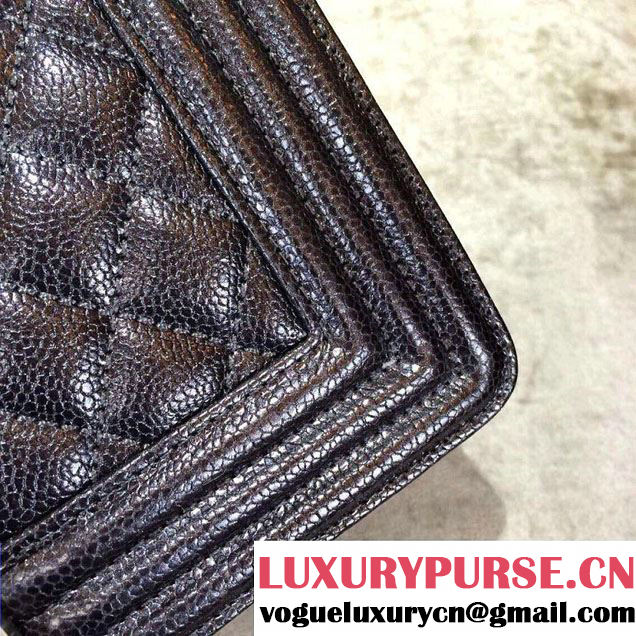 Chanel Caviar Calfskin Boy Flap Bag Black With Silver Hardware 2015