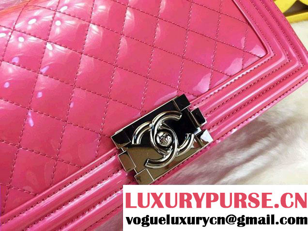 Chanel Medium Patent Boy Bag Peach With Silver Hardware Spring 2015